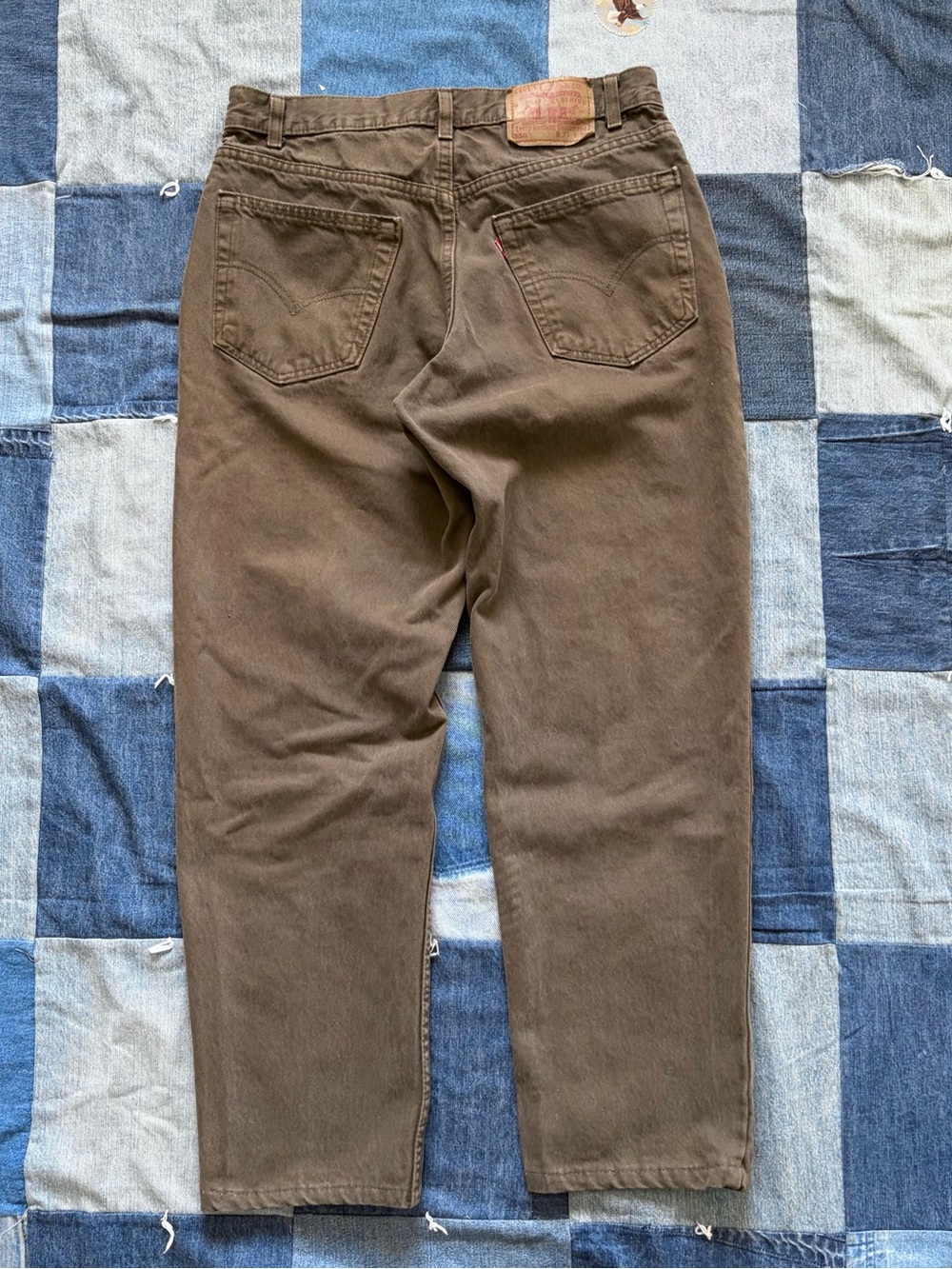 vintage levi’s 550 denim pants army green made in usa relaxed fit 32x28